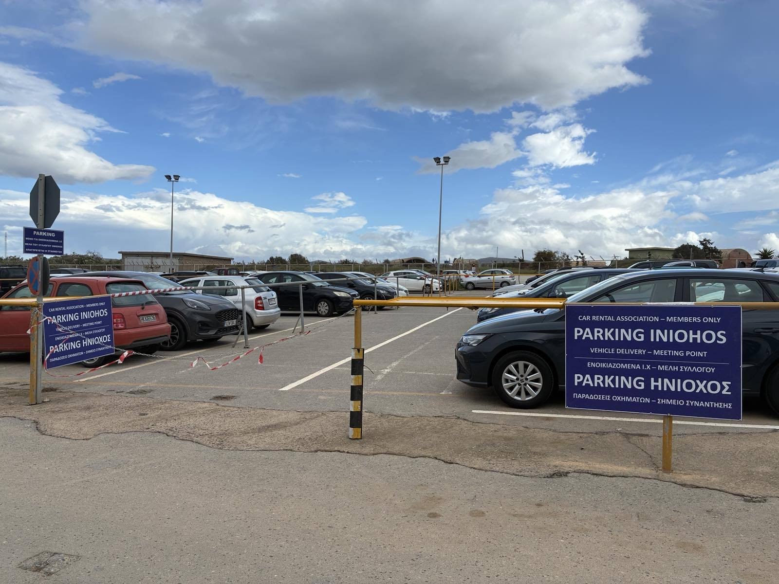 Parking Iniohos meeting point for car rental Heraklion Airport